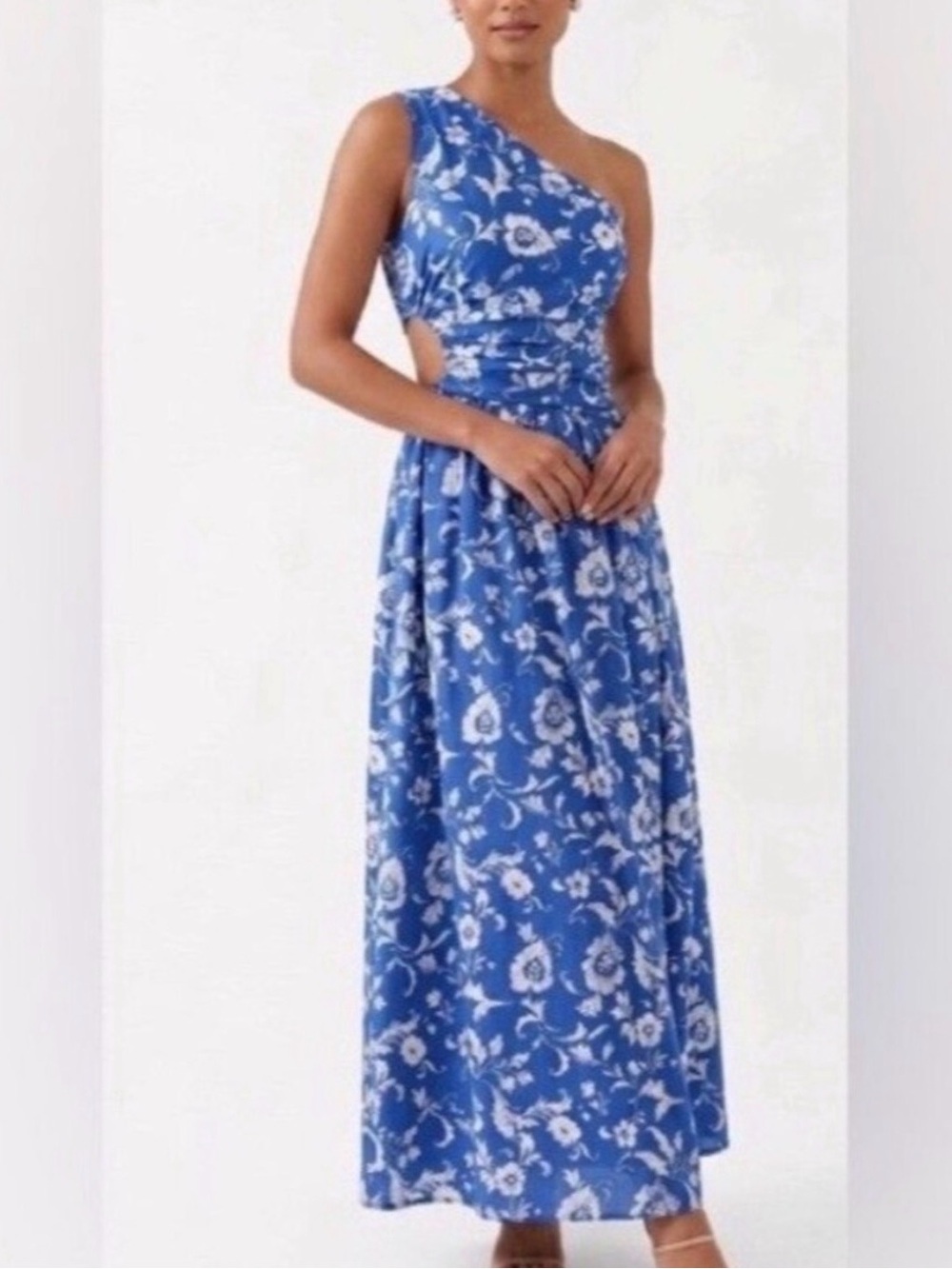 Abercrombie & Fitch One-Shoulder Blue Floral Maxi Dress